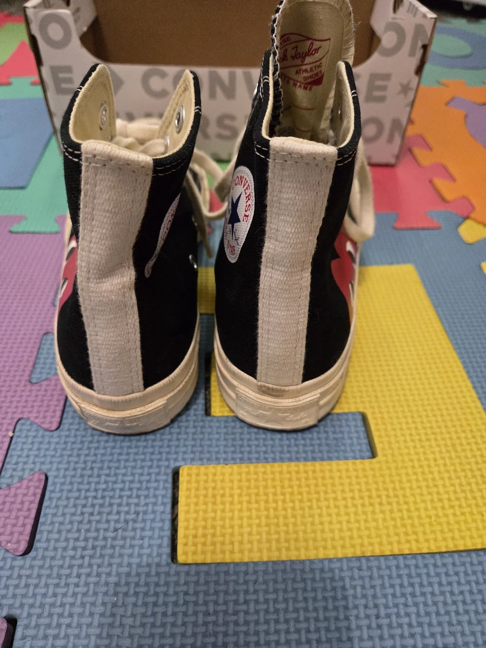 Converse Kids Black High-Top Sneakers with Red Heart Graphic